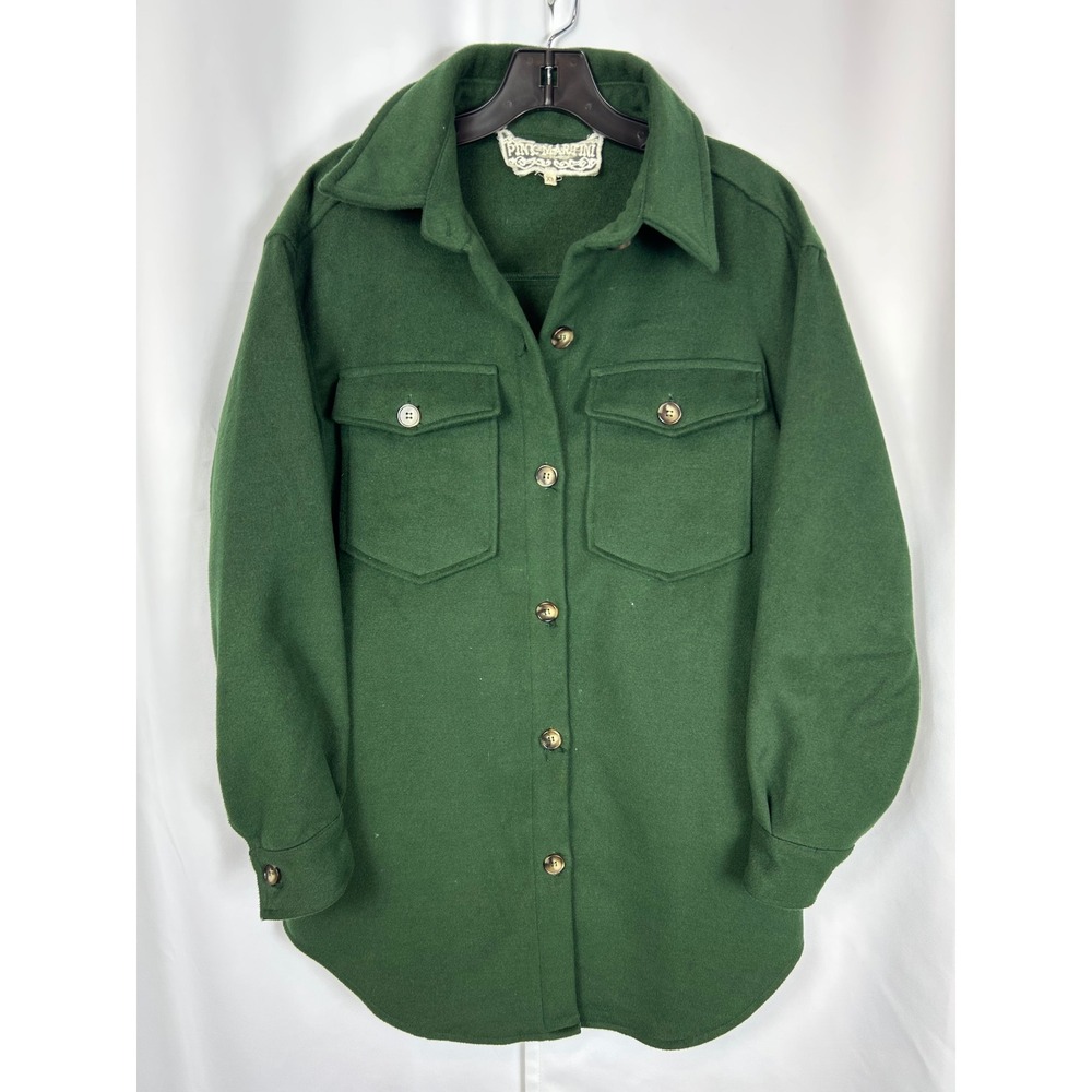 Forest Green Oversized Button Down Shacket Pink Martini Jacket Cabincore XS